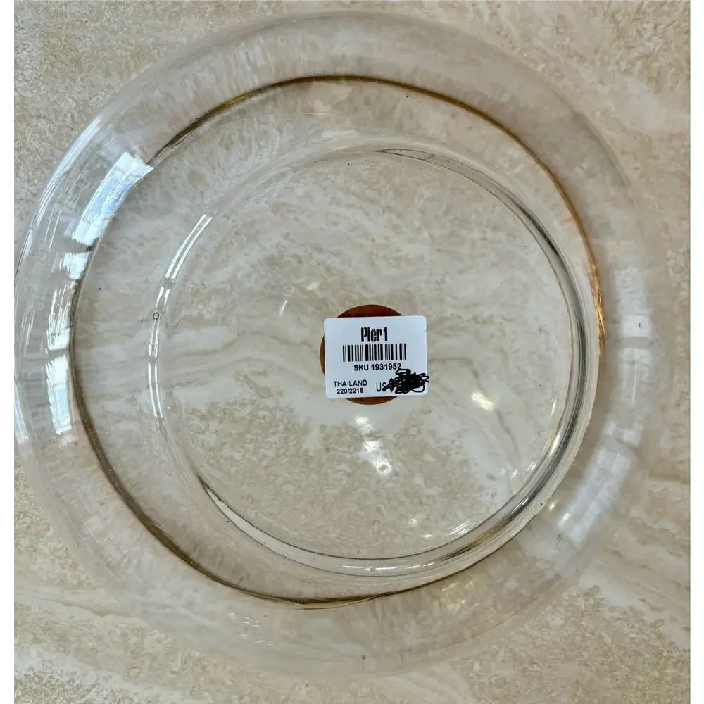 Pier 1 Gold Rim Glass Bowl Serving Floating Candles 9